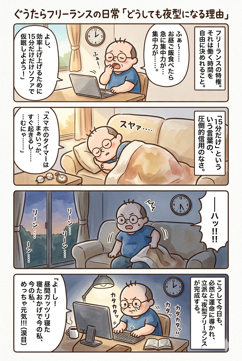 ぐうたらフリーランスの日常「どうしても夜型になる理由」